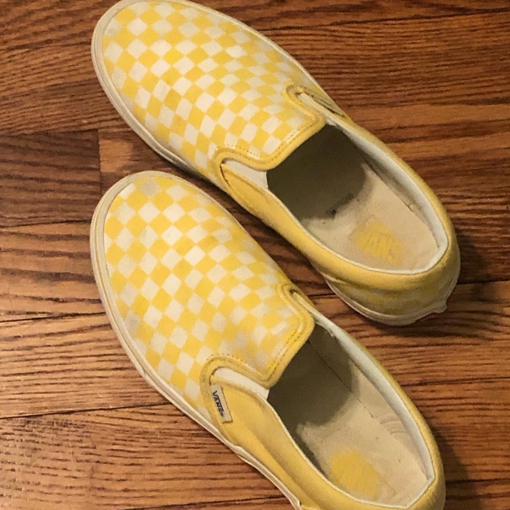 Kids yellow and white checkered vans